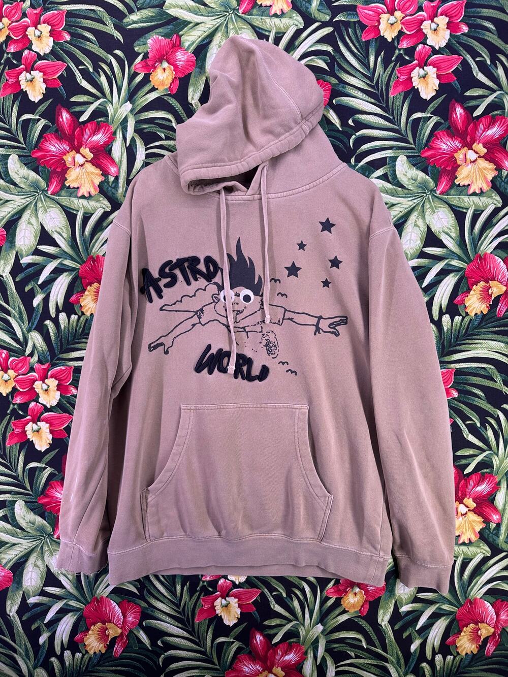 Travis Scott Astroworld Look Mom I Can Fly Hoodie Tan Size M